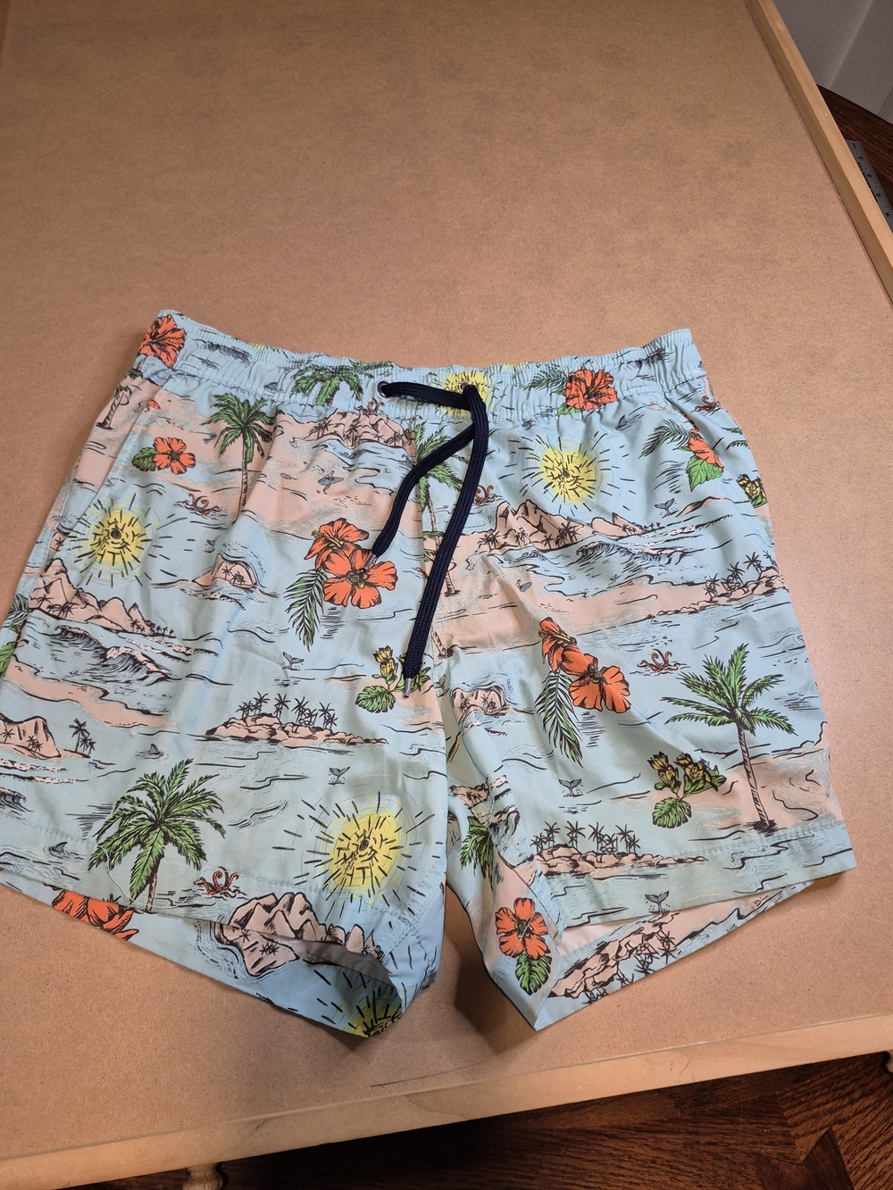 GAP Men's Light Blue Tropical Print Swim Trunks 4545/6